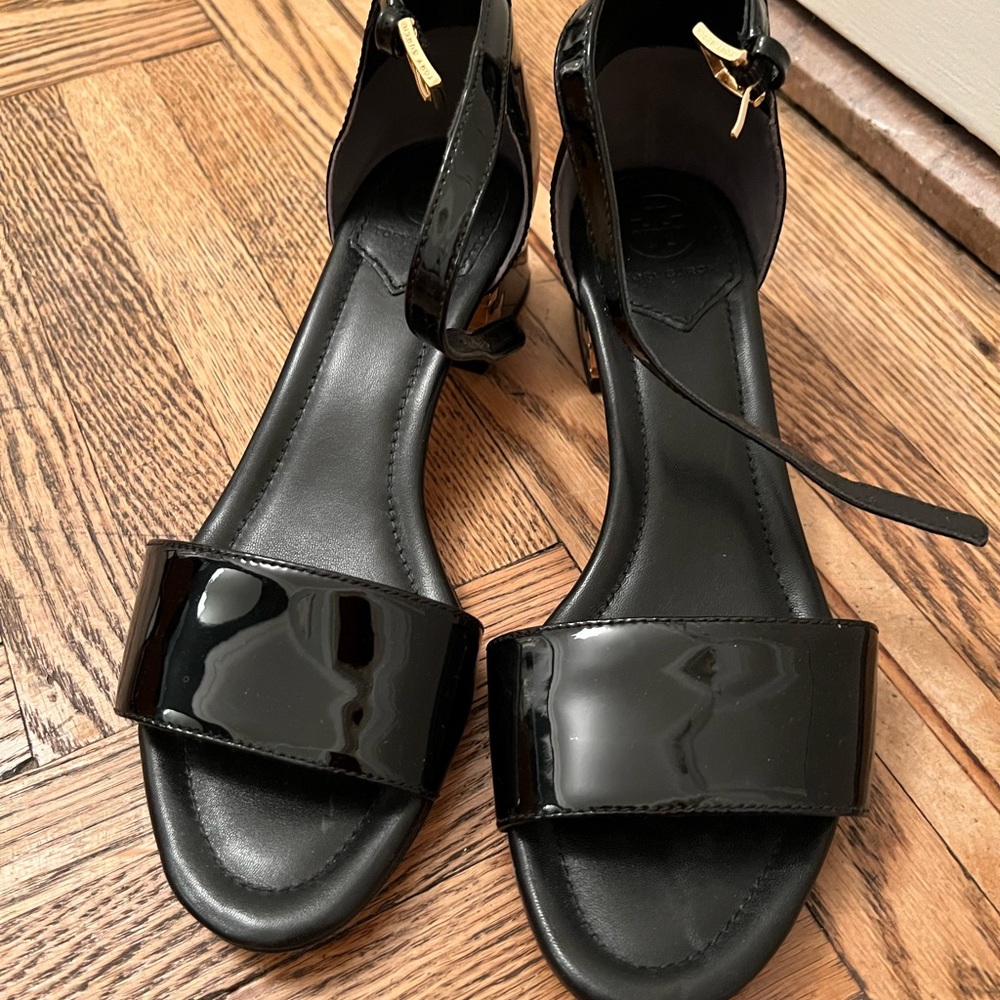 Tory Burch Black Patent Leather Sandals
